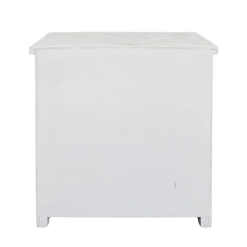 Meuble de Rangement Rustique en Bois Sculpté avec 1 Tiroir et 2 Portes, Blanc Antique, 79 cm H - 70,1 x 35,1 x 79 cm