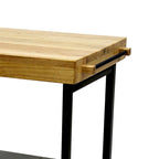 Desserte de cuisine îlot portable pliable à roulettes avec plateau en bois massif, argenté