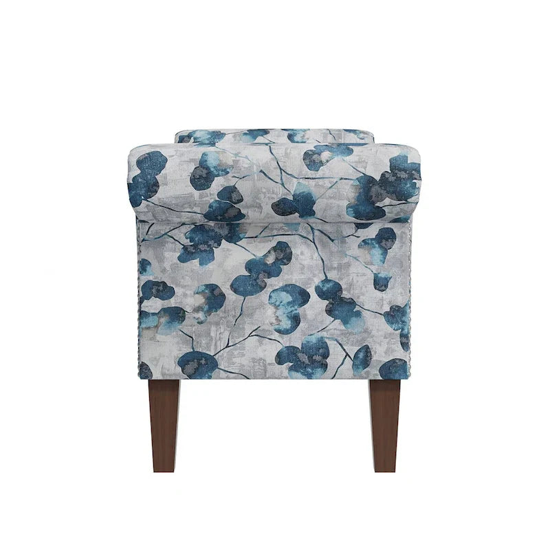 Banc de rangement Ottoman traditionnel à accoudoirs roulés avec clous décoratifs