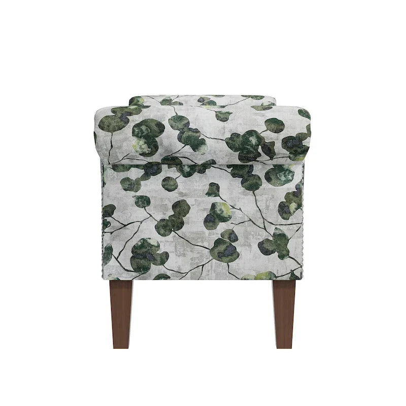 Banc de rangement Ottoman traditionnel à accoudoirs roulés avec clous décoratifs