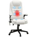 Chaise de bureau de massage vibrant à dossier haut avec 6 points de vibration, fauteuil d'ordinateur inclinable et chauffant avec accoudoir et télécommande